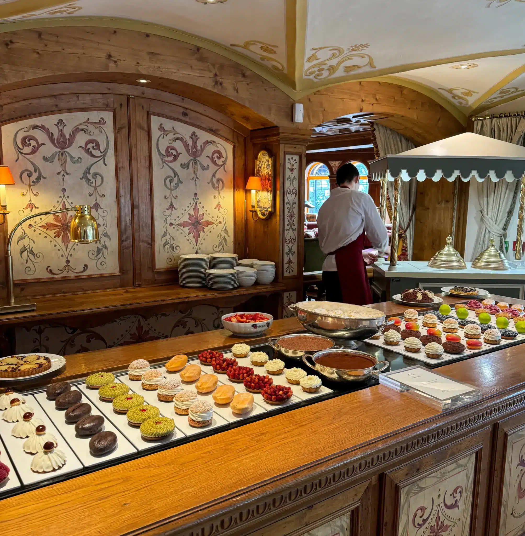 Luxury restaurant dessert buffet with pastries