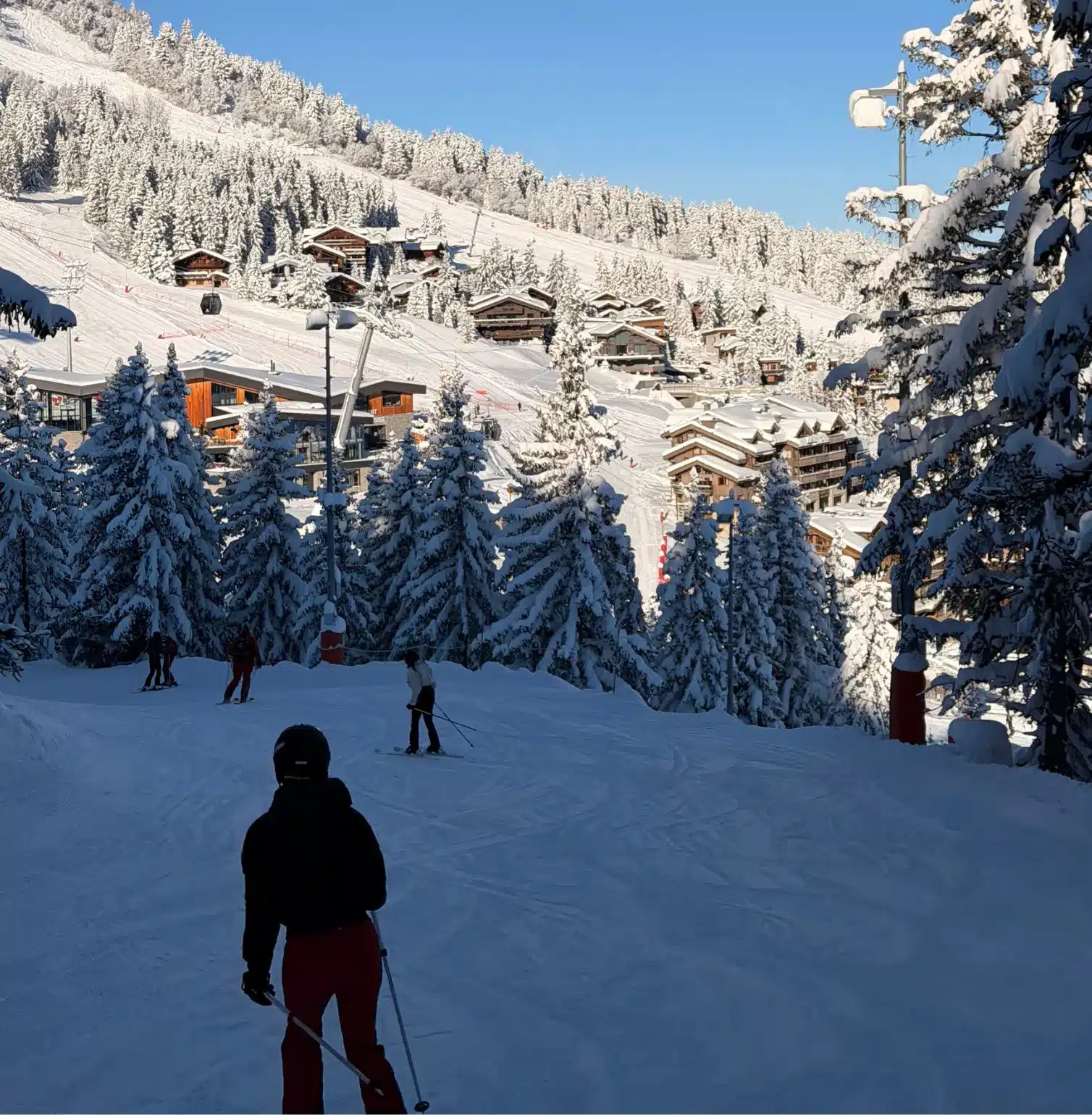 Skiers on a ski slope in Courchevel