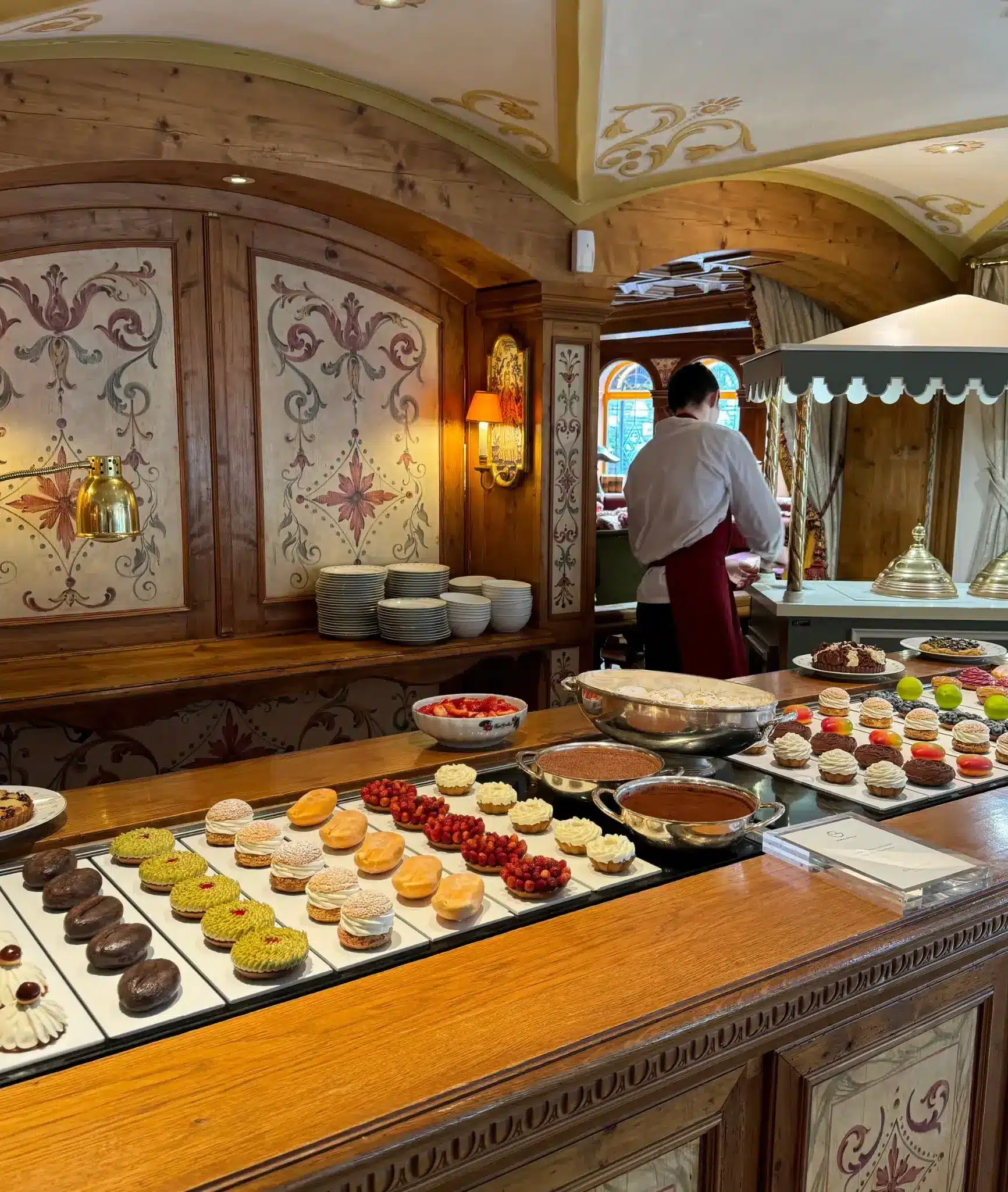 Luxury restaurant dessert buffet with pastries