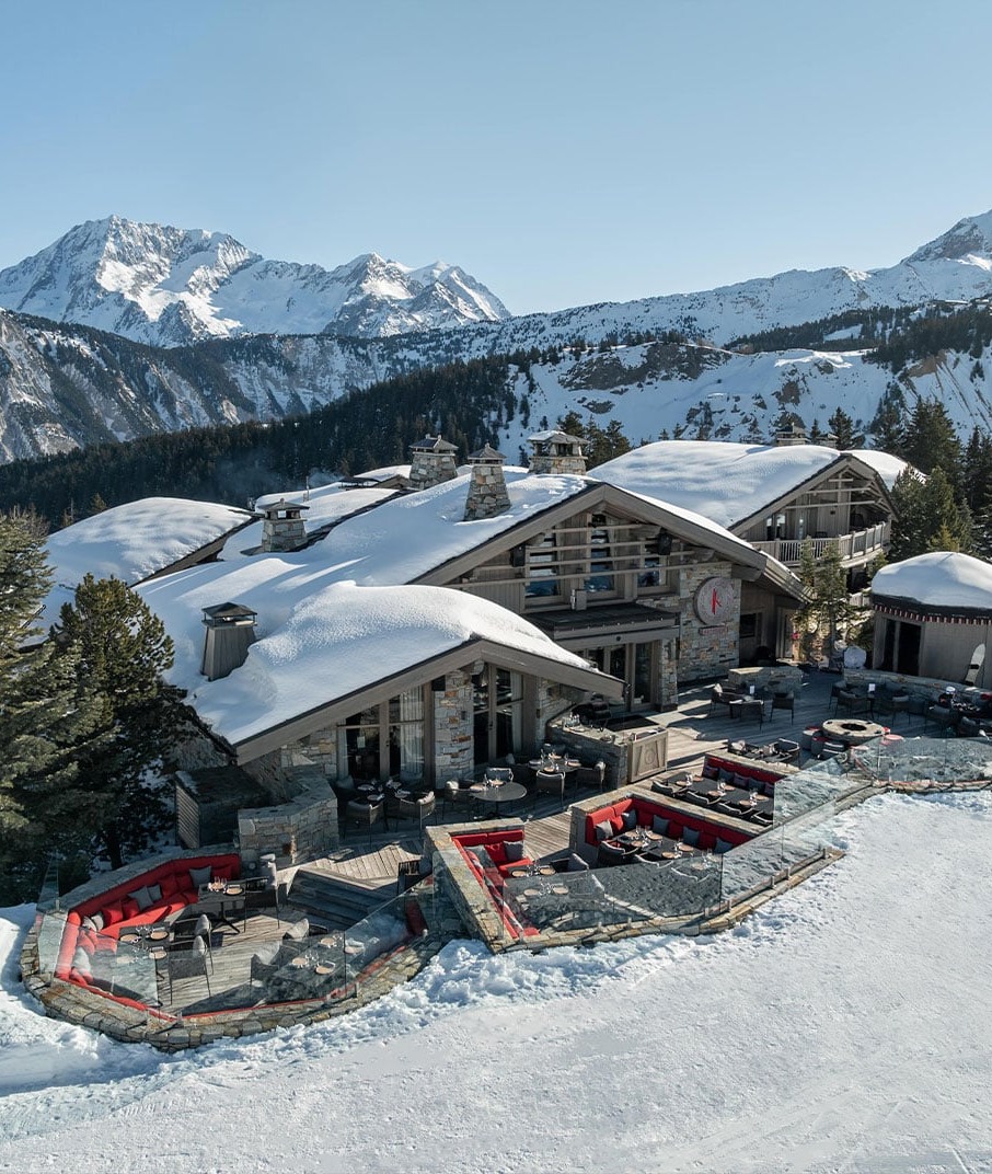 K2 Altitude chalet-hotel terrace with mountain views in Courchevel