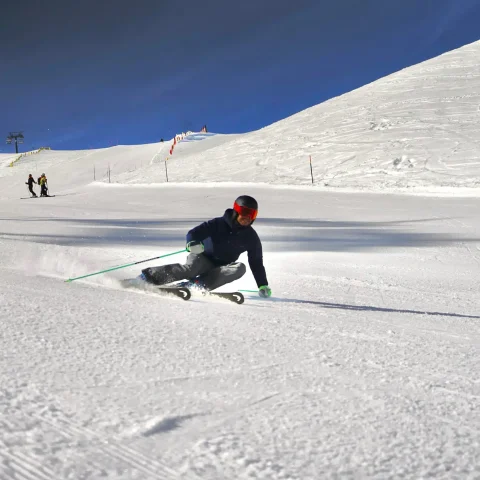 Ski instructor Ludovico ROSA skiing on a slope in Courchevel